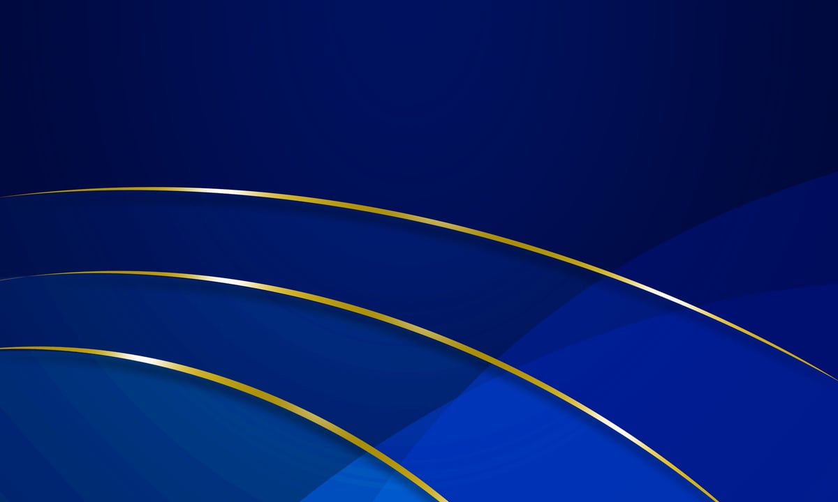 Golden curved lines on blue gradient background