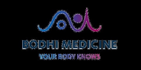 Bodhi Medicine logo with wavy blue and purple lines and the tagline Your Body Knows